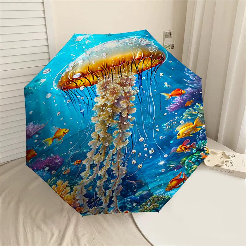 

1PC Jellyfish Coral Umbrella-8-Rib Reinforced, Automatic Open, Lightweight & Durable, Fashion Accessory for Outdoor, J0413