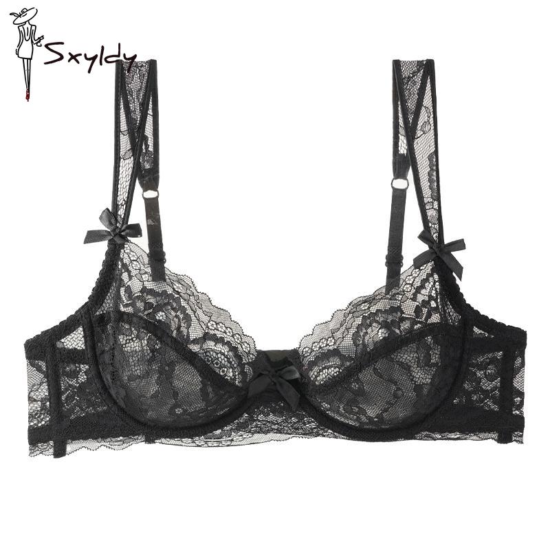 Letní ultratenké krajkové květinové podprsenky Dámské sexy spodní prádlo Francouzská romantická push-up podprsenka S mašličkou Dámské prodyšné podprsenky