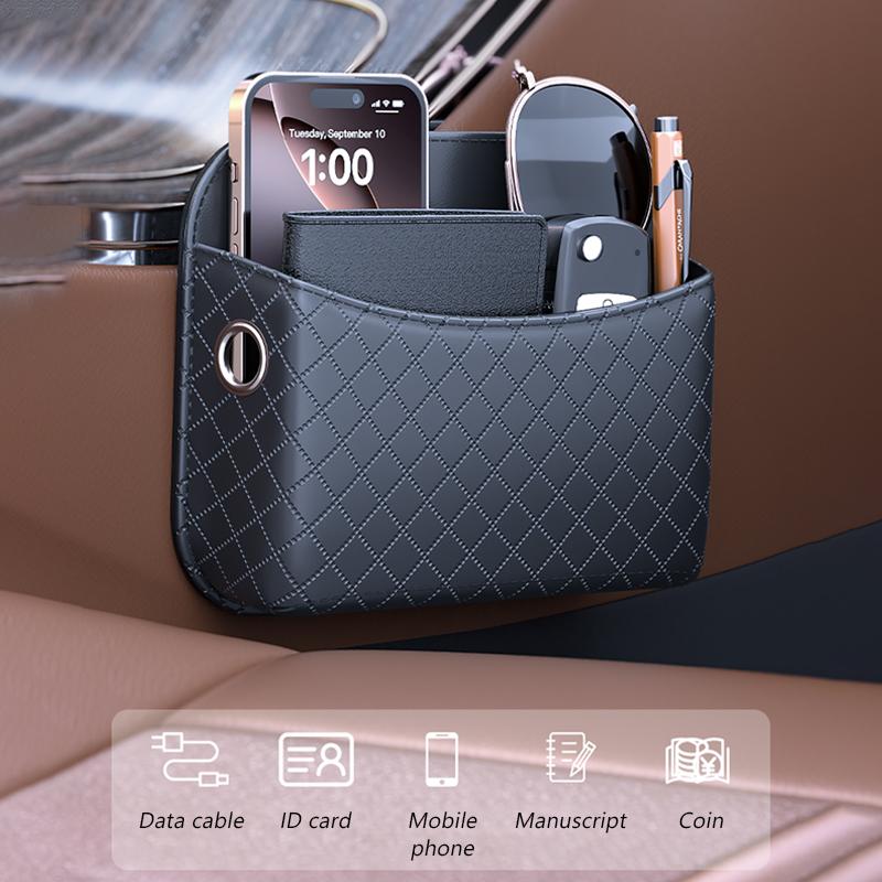 SEAMETAL Boîte de Rangement de Voiture Multifonctionnelle en Cuir PU Sac de Rangement Latéral pour Siège de Voiture Grande Capacité Organisateur de Poche Universel pour Téléphones Cartes Clés