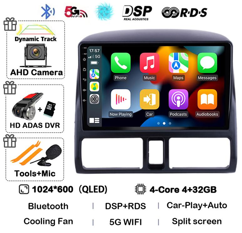 Android 14 Carplay Auto Car Radio For Honda CR-V CRV 2 2001-2006 Stereo GPS Multimedia Video Player WIFI+4G Head Unit Audio DSP