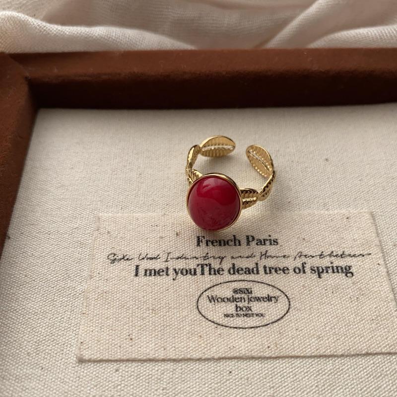 Vintage Multi-Layer Design Ring Light Luxury Niche Design Opening Adjustable Oval Statement Ring Finger Ring