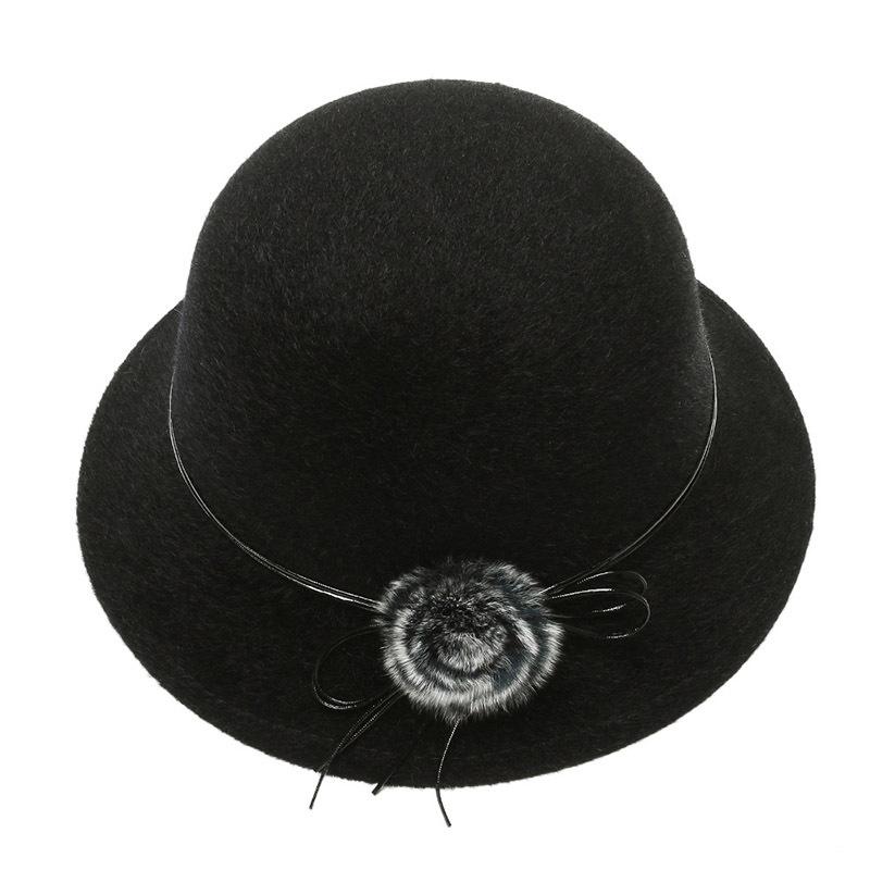 Winter Hat Wool Ball  Imitation Mink Fur Fisherman's Hat Grandma  Outdoor Fashionable Sun Protection Warm Woolen Pot Hat