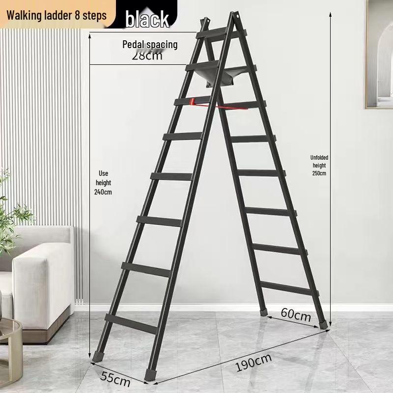 Thickened Carbon Steel Folding A-frame Ladder: Multi-purpose for Household, Electrician, Welding, Decoration, and Engineering.