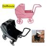 Realistic 1:12 Dollhouse Miniatures Wrought Iron Baby Stroller Model  Doll House Accessories