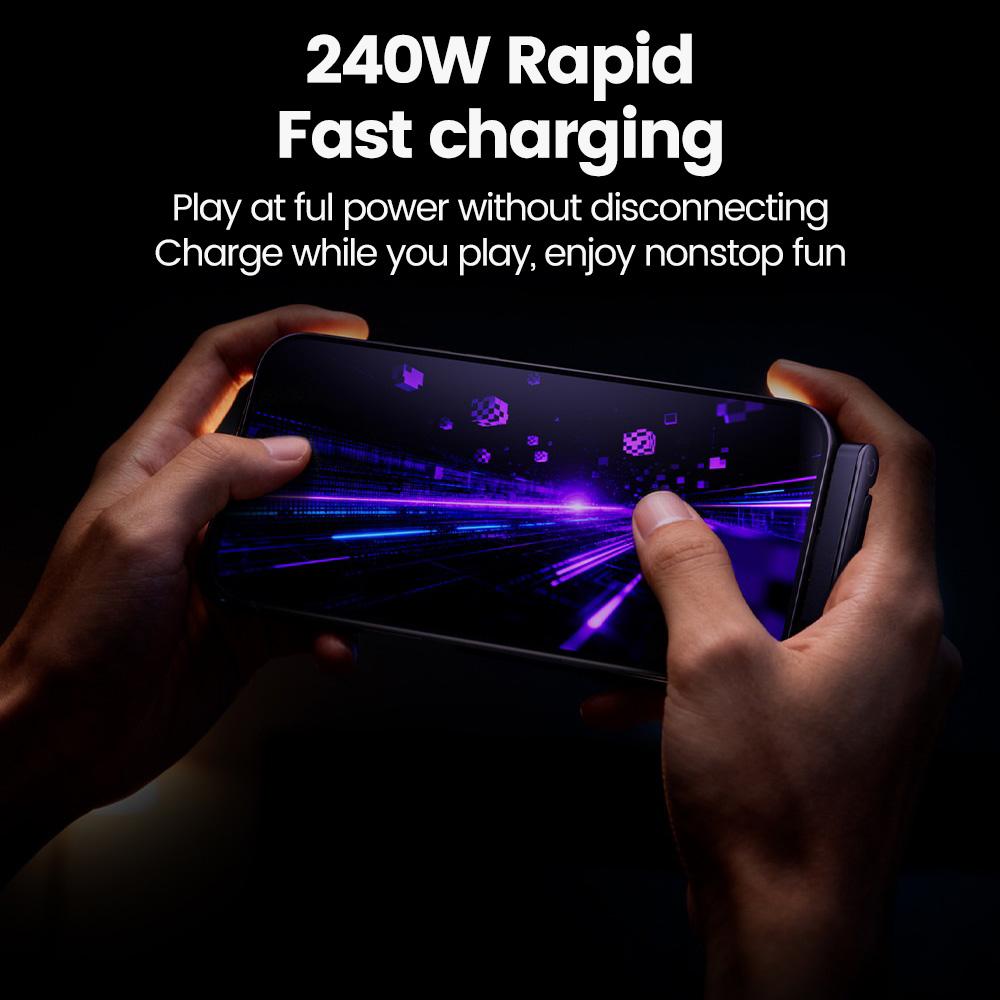 240W Type C To PD Nylon Braided Charging Cord with Foldable Phone Stand Bracket For iPhone Xiaomi Phone Fast Charge Data Cable