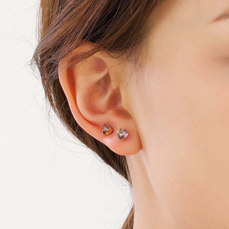 Simple Color Love Zircon Dopamine Stud Earrings, Light Luxury Design Sense Spiral Fashion Earrings Women