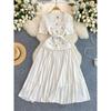 Classic Style Square Collar Lace Patchwork Socialite Dress