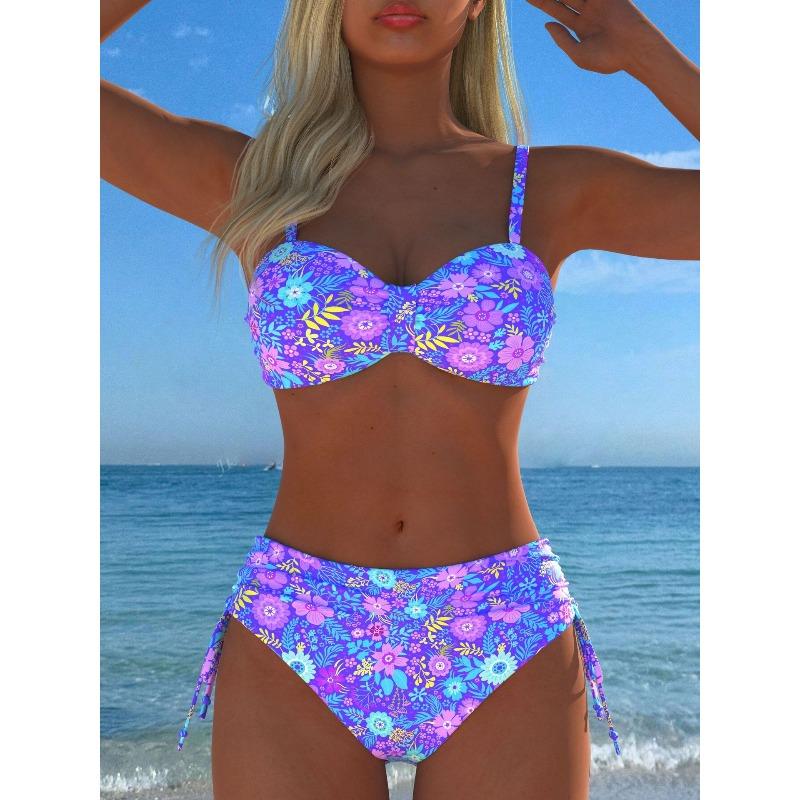 European and American New Color Matching Bikini Foreign Trade Bikini Swimsuit Female Sexy Split Swimsuit S