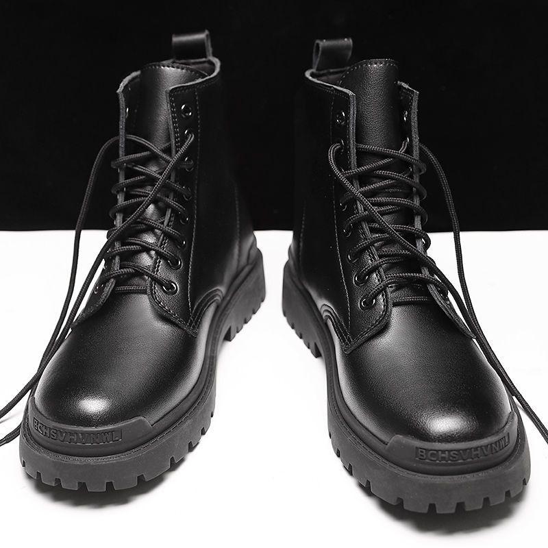 

British Style Men s Martin Boots - Mid-Top, Plus Velvet, Large Size, Versatile Korean High-Top Leather Shoes for Autumn and Winter 44