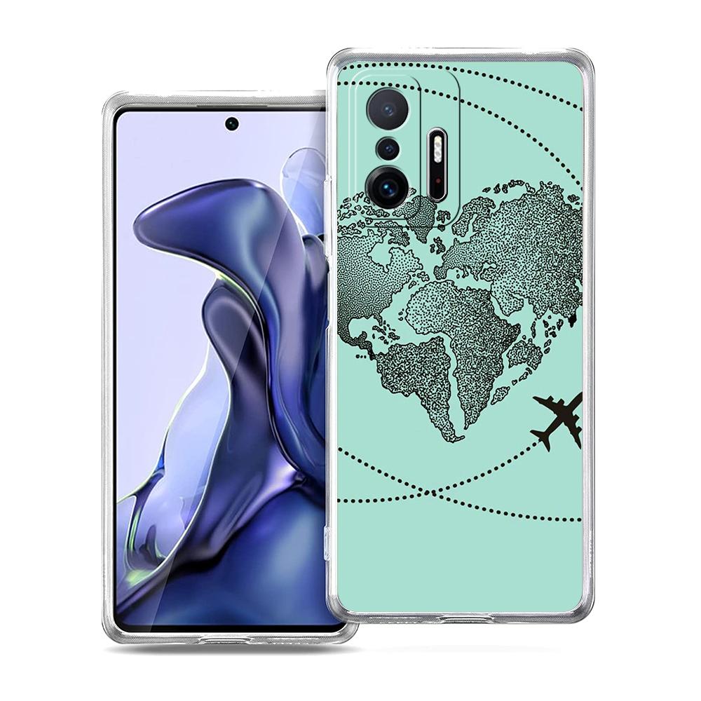 Transparent Phone Case for Xiaomi Mi 14 13 12 11 Ultra 13T Poco X3 NFC F3 F6 Pro Soft TPU Shell Travel-Inspired Airplane Route