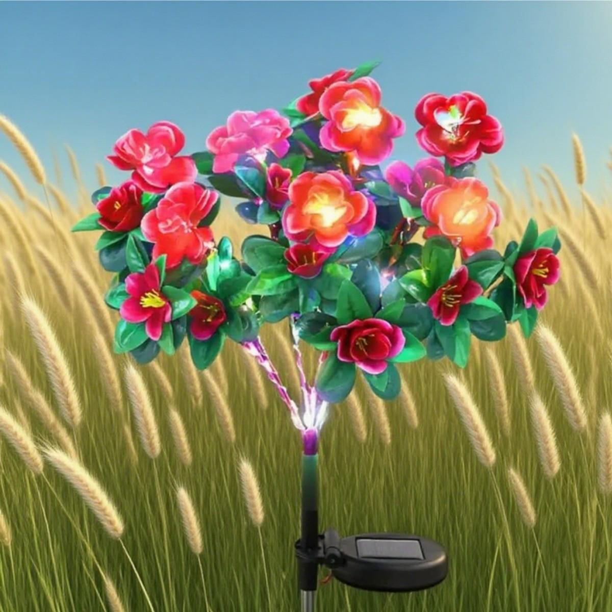 

Waterproof Solar Azalea Garden Decor with Always-on & Flashing Modes Colorful Light