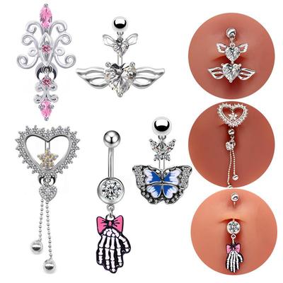 Gaibei Luxurious Heart-Shaped Belly Button Ring Pendant - European & American Fashion Jewelry