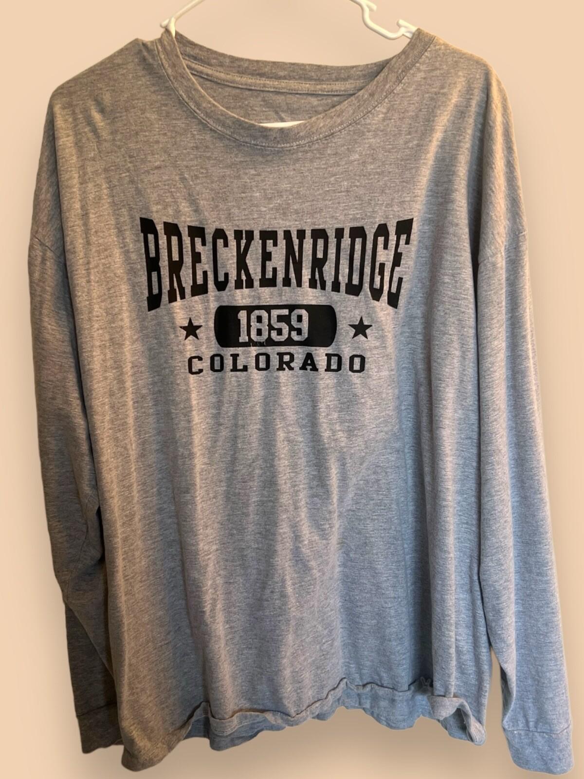Breckenridge Colorado 1859 T Shirt Unisex Large Gray Crew Graphic Long Sleeve M