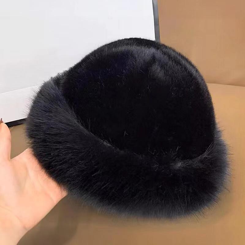 Warm Plush Hat Velvet Basin Hat Women Mongolian Northeast Hat Women Autumn and Winter Hat Korean Style Wool Hat Round Hat