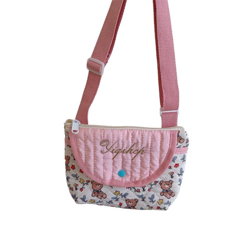 Adorable Japanese Cartoon-inspired Unisex Kids Shoulder Bag With Cute Bear Design розовый