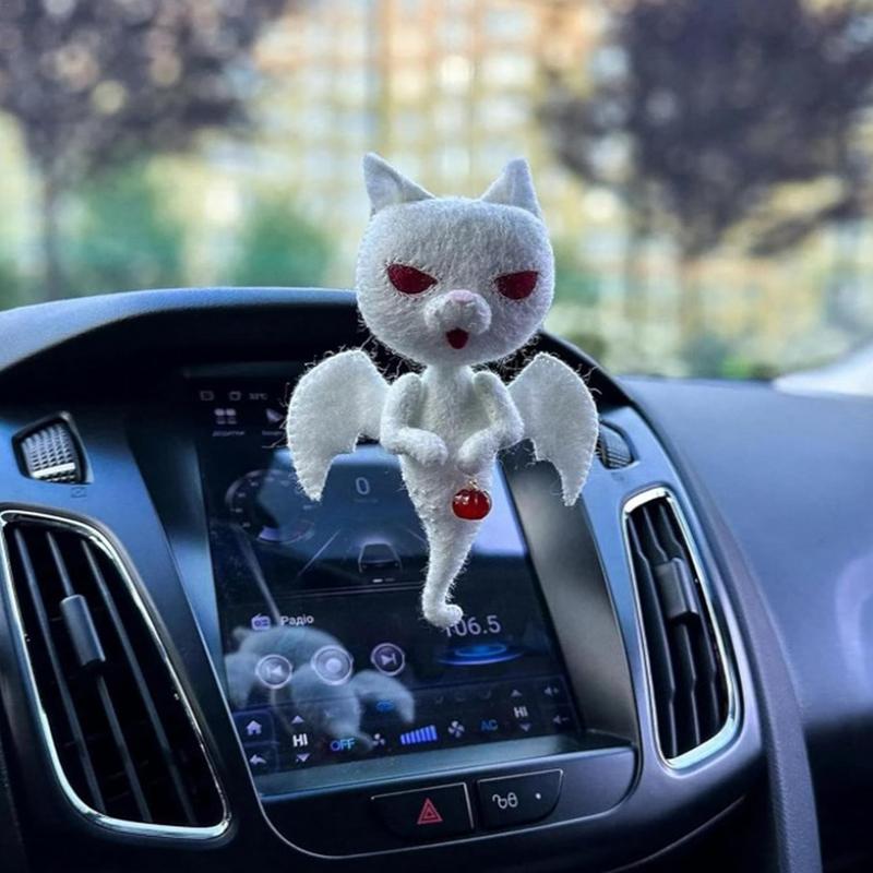 Ciondolo per auto di Halloween Decorazione interna per auto Gatto fantasma Ornamenti decorativi per auto Fascino per auto in feltro fatto a mano Carino Halloween