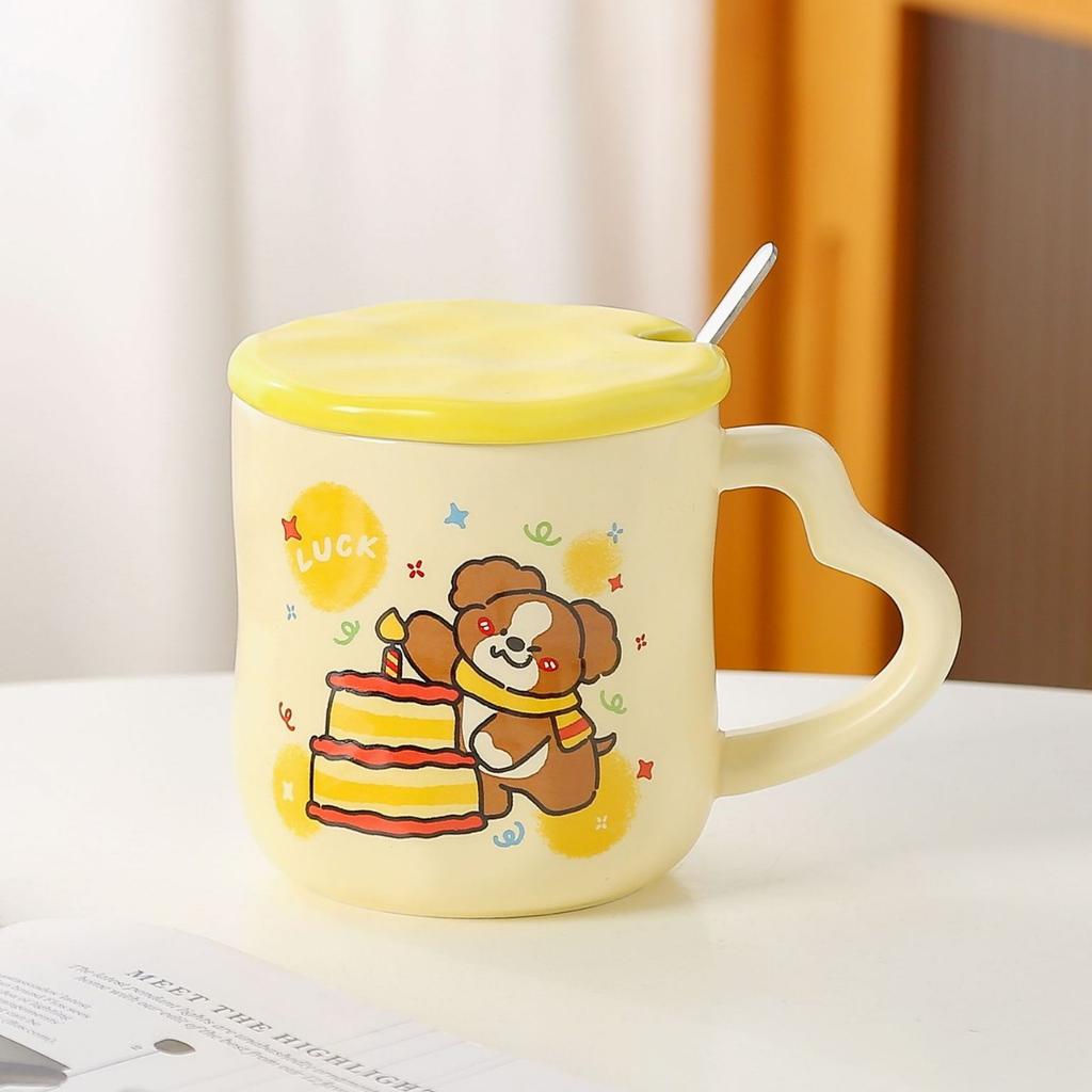 Cartoon Niedlicher Welpe Keramiktassen Paar Tassen Tassen mit hohem Erscheinungsbild Trinkbecher mit großem Fassungsvermögen Heim Frühstück Milchbecher