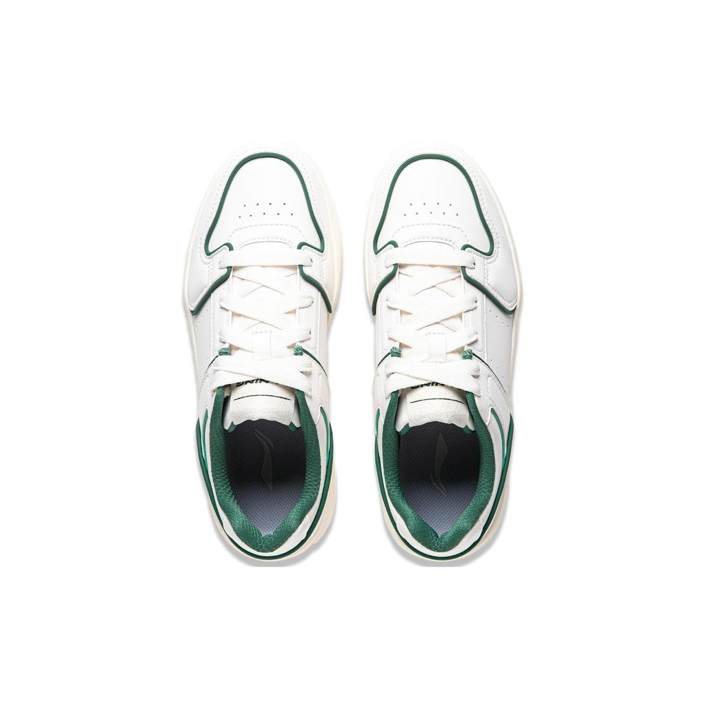 Li Ning Cheese Slip Resistant Low top Skateboard Shoes Women's White Green AGCU104-3