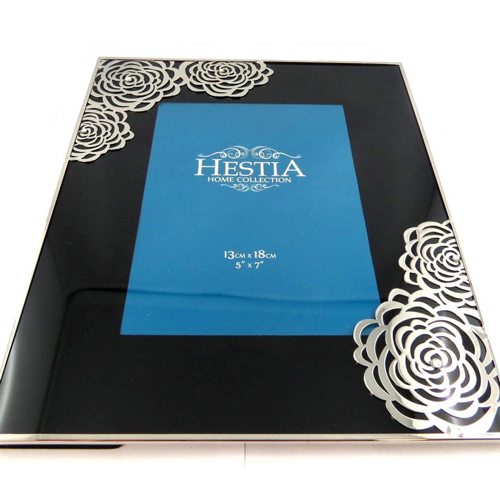 Les Trésors De Lily [L8596] - Fotorahmen 'Flora' schwarz silber (13x18 cm)