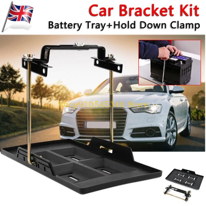 U2JA Iron Automotive Battery Tray Adjustable Universal Battery Hold Down Tray Bracket for Safe Vehicle Storage
