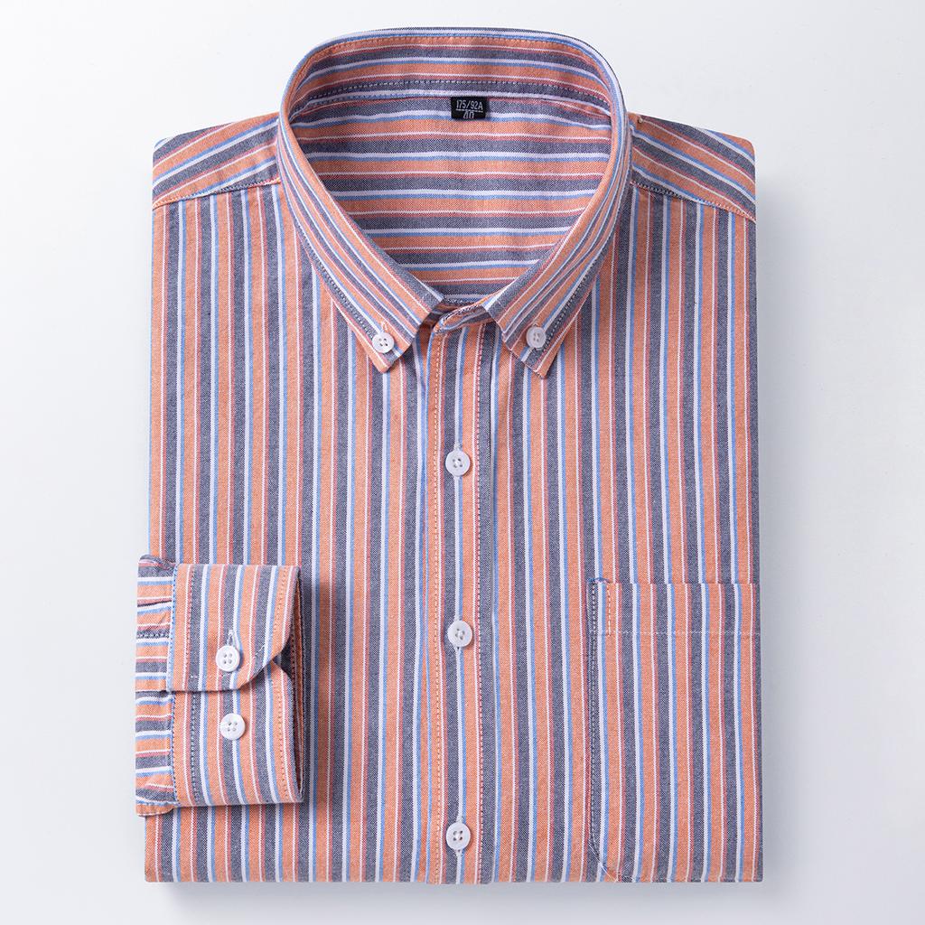 100% Cotton Men's Oxford Shirt Long Sleeve Casual Soft Breathable Business Casual Regular Fit Dressy Social Shirt