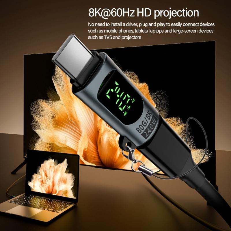 Typ C Digitalanzeige Adapter 240W Unterstützt 8K Videoübertragung Für Verbessert Datenübertragung & Sicheres Ladeerlebnis