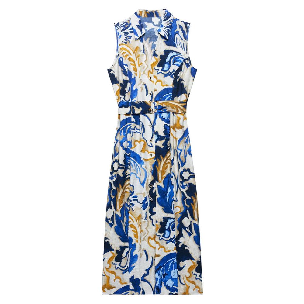 

Spring/Summer 2025 Women s Slim Fit Sleeveless V-Neck Printed Long Dress S