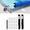 Pool Cover Reel Strap,   Length Solar Blanket Roller Attachment Kit with 8 Buckles and Straps, for Swimming Pool Cover