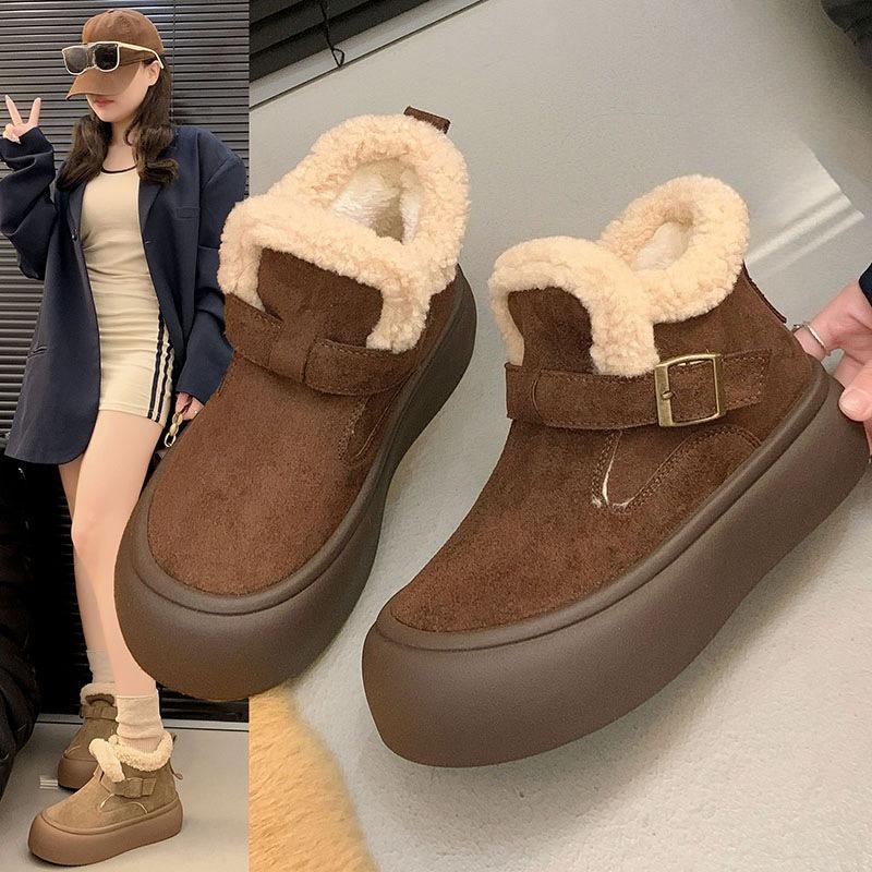 New Thick-soled Snow Boots for Women, Fleece Cotton Boots, Versatile, Anti-slip and Warm Cotton Shoes