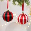 6Pcs Creative Christmas Ball Ornaments Elegant 8cm Christmas Tree Hanging Pendant Exquisite Red White Striped