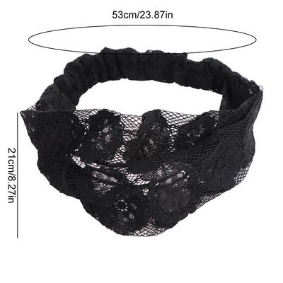 Sweet Non Slip Mesh Flower Headband Hollow Lightweight Lace Hairbands Hair Accessories Korean Style Wide Side Head Wrap Party