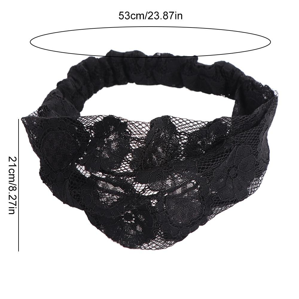 Hollow Mesh Flower Headband Hair Hoop Wide Side Head Wrap Fashion Lace Hairbands  Party