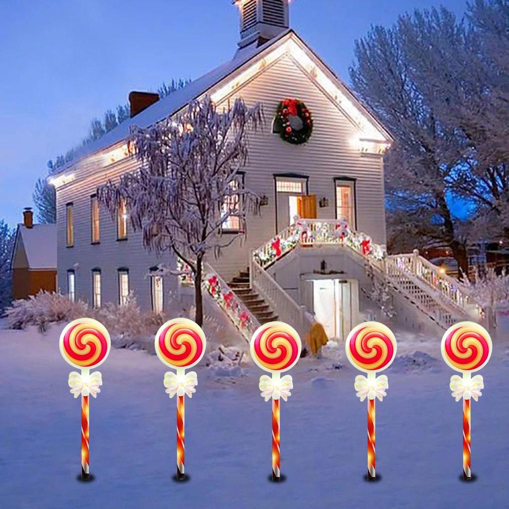 Solar Candy Cane Lights Outdoor Festive Solar Powered Christmas Candy Cane Pathway Markers For Driveway Patio Yard Lawn Garden