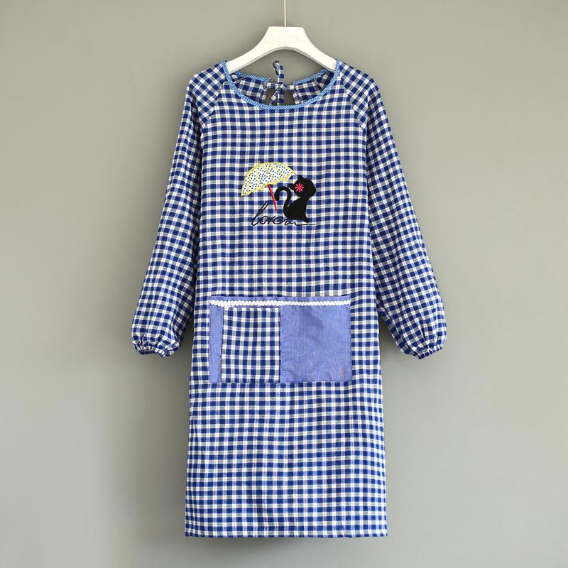 Korean Style Long Sleeve Oil-Proof Cotton Apron for Women and Men – Cute and Fashionable Kitchen Smock for Summer