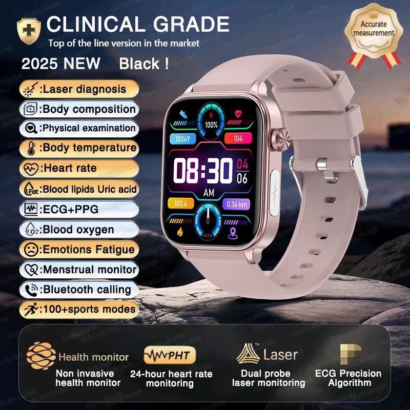 2025 New ECG+PPG AI Health Diagnose Smart Watch Men Women Clock Blood Lipid BP Uric Acid Heart Rate Tracker