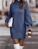 Autumn and winter new European and American turtleneck sweater women's long-sleeved knitted sweater dress women's clothing