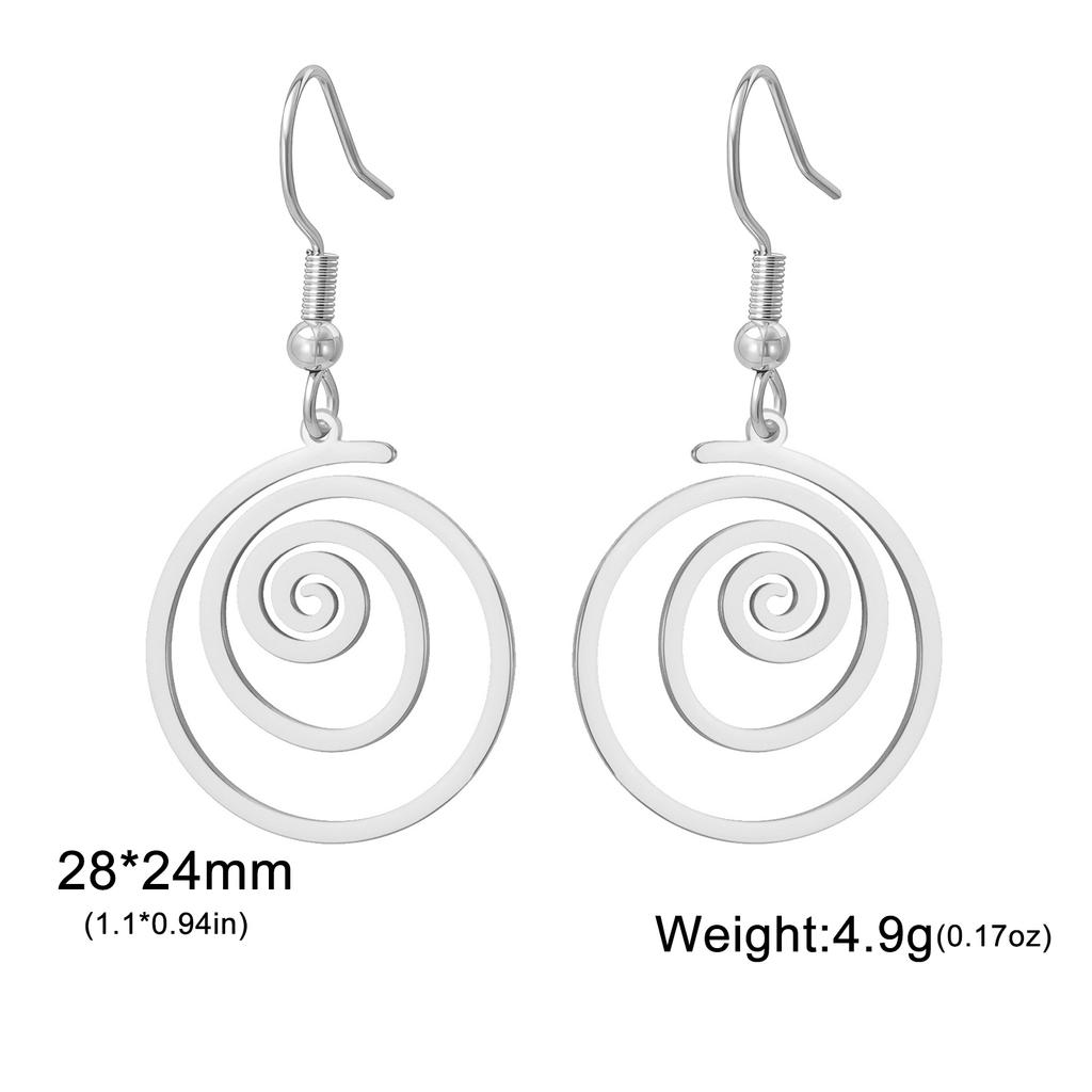 Teamer Einfache Geometrische Spirale Runde Quadratische Hängende Ohrringe für Damen Mädchen Mode Minimalistisch Edelstahl Zirkon