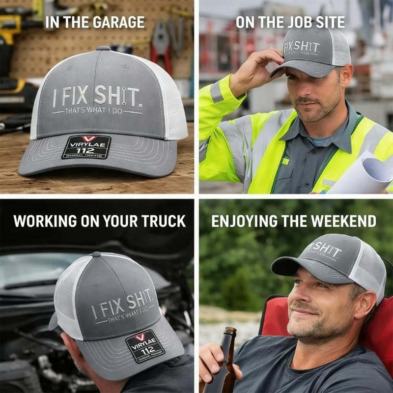 Stylish Mechanic Repairman Baseball Hat With 3D Embroidery Pattern Breathable Dad Hat For Engineers Women Men Unisex