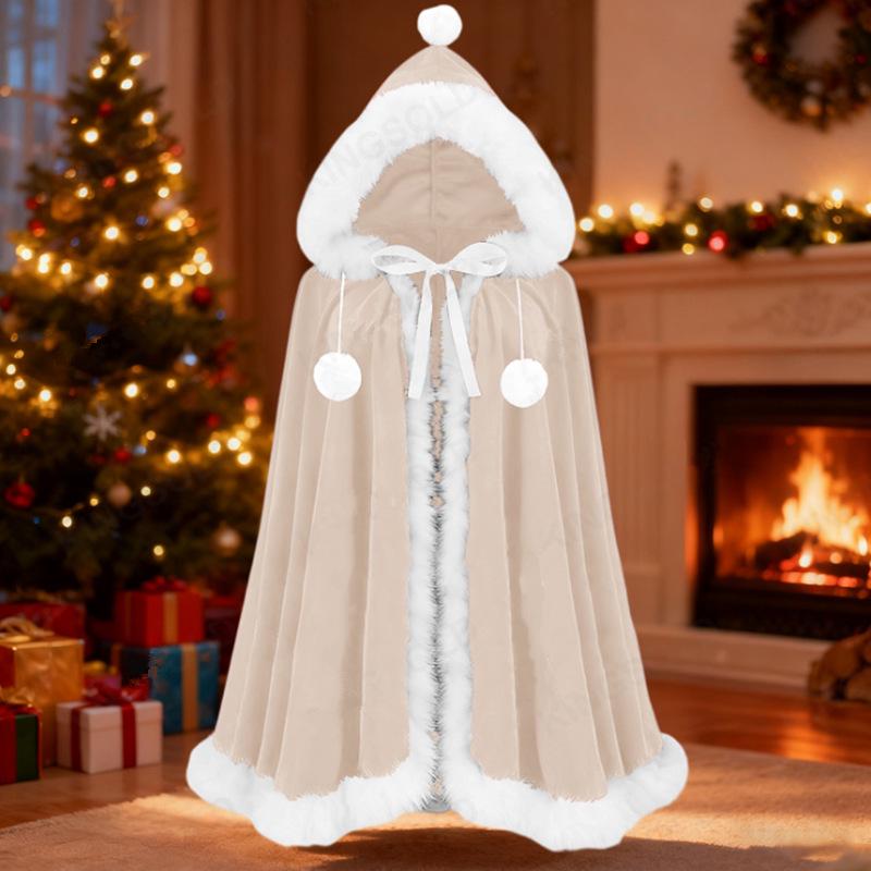 Gender-Neutral Gold Velvet Santa Claus Christmas Party Cloak Shawl