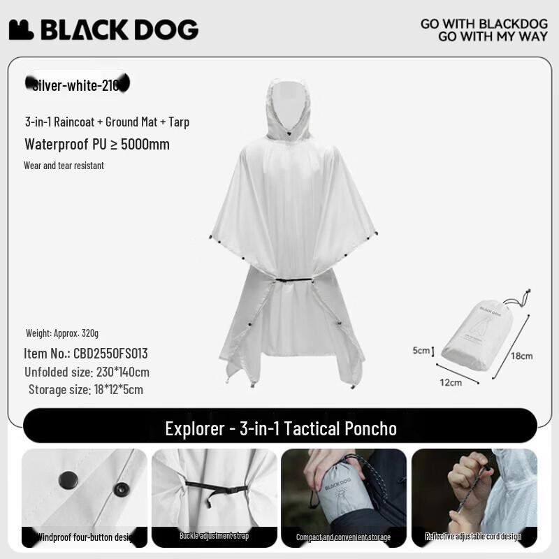 Black Dog Outdoor Tactical 3-in-1 Rain Poncho