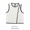Kaslead New Women Clothes Western Style Fashion Contrast Color Trim Crepe Top 1971059