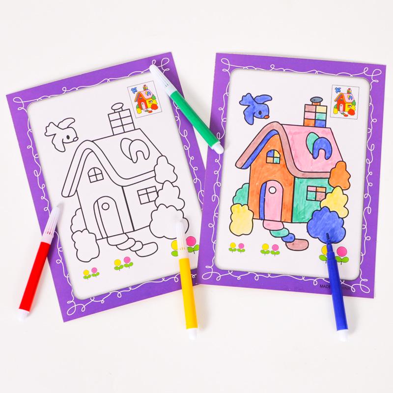 Children's Watercolor Pens & Coloring Book Set: 8 Colors, Ideal for Kindergarten Prizes and Doodling