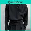 Men Neck V Incerun Long Sleeve Open Front Tops Casual Slim Waist Pullovers