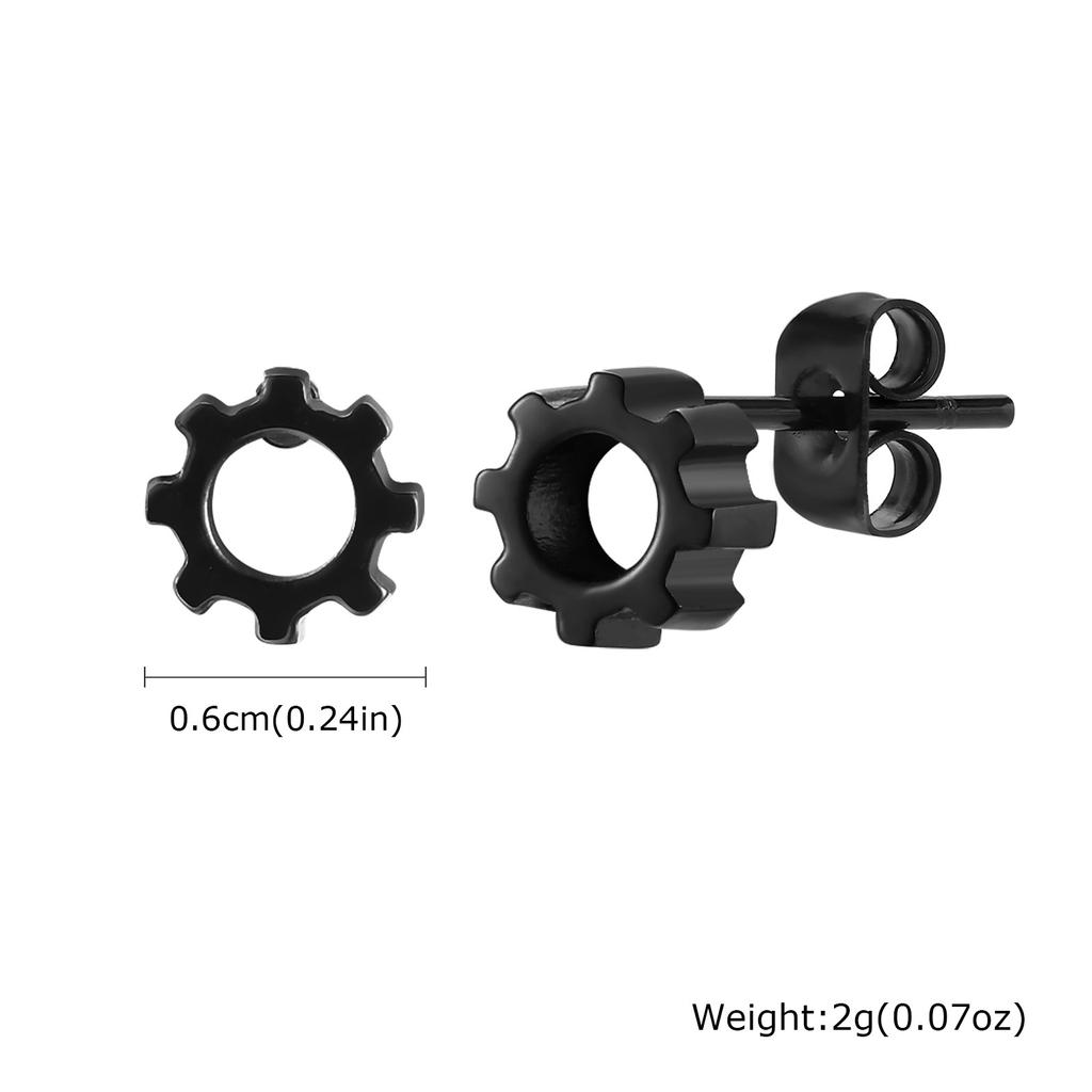 Stainless Steel Gear Stud Earrings for Men Boys,Retro Gray Ear Studs,Rock Punk Jewelry Anniversary Birthday Gifts