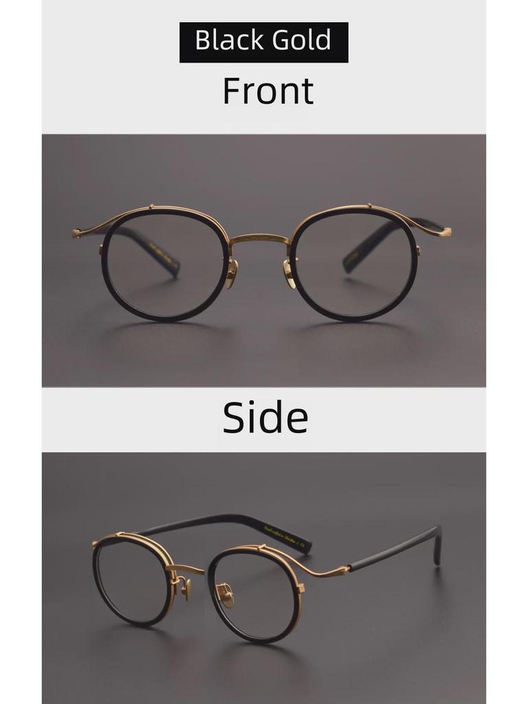 Hutong Song Retro Pure Titanium Round Glasses with Anti-Blue Light for Large Faces - Fashionable and Myopia-Compatible