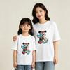 Summer Vibes 100% Cotton Short-Sleeve T-Shirt with Bear Print for Mother and Daughter – Loose Matching Round Neck Top