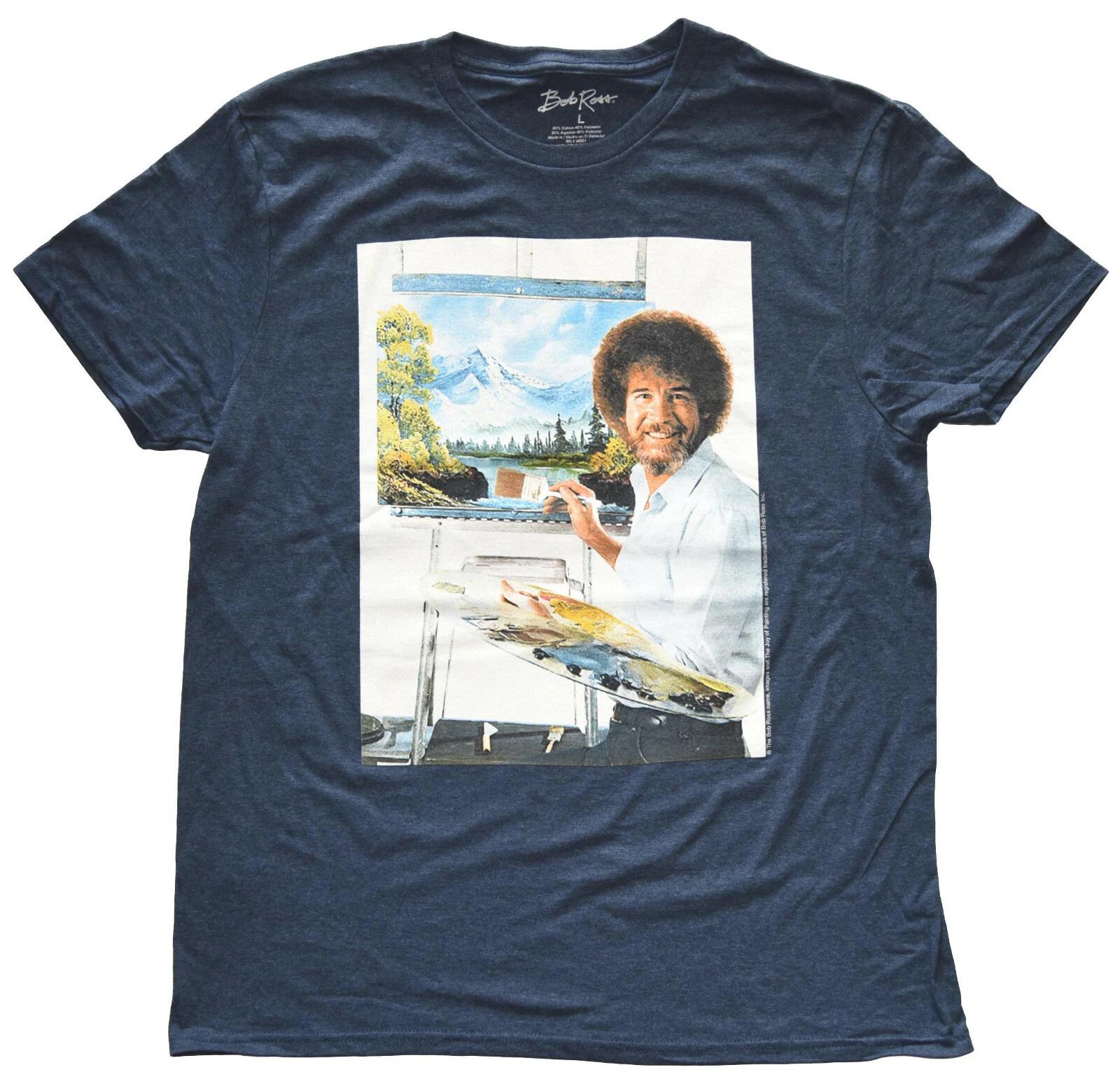 Bob Ross Painting Portrait Navy Heather Men s T-Shirt New S