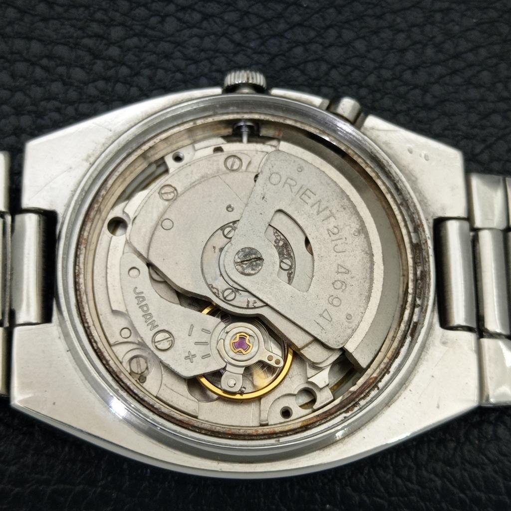 GENUINE 46941 VINTAGE ORIENT CRYSTAL AUTOMATIC JAPAN MENS WHITE WATCH a704888-1