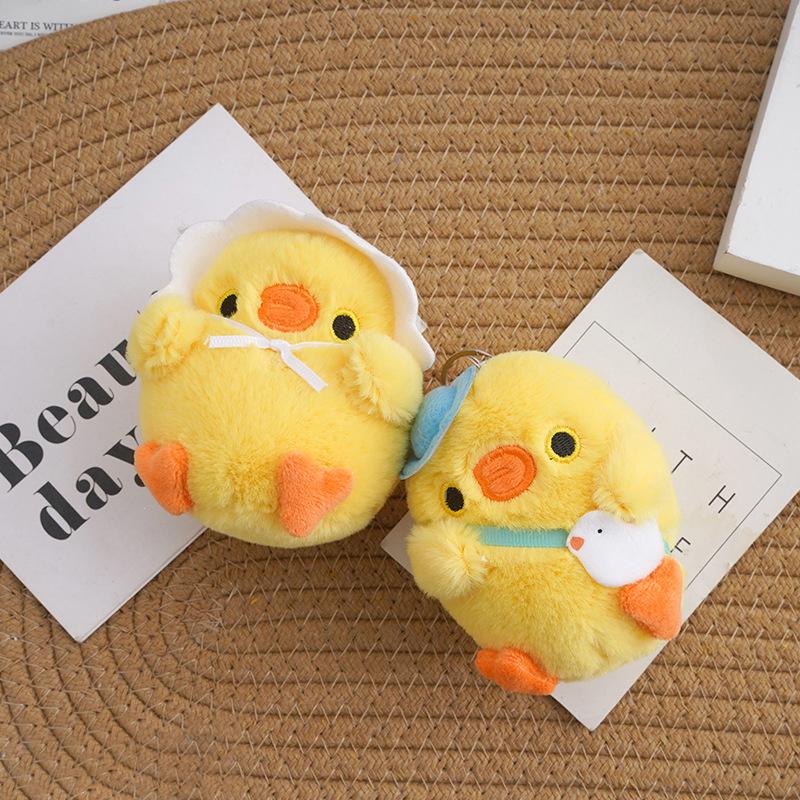 1Pc Cute Little Yellow Chicken Pendant Plush Toy Doll Bag Pendant Keychain Doll