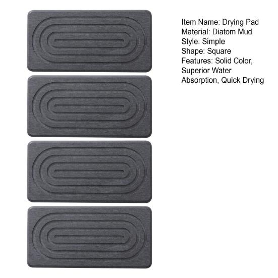 2/4 Pièces Tapis de Séchage Pieds en Silicone Antidérapant Terre de Diatomée Plateau d'Évier avec Conception de Rainure Anti-Fuite Absorption d'Eau Rapide Séchage Rapide Tapis de Cuisine